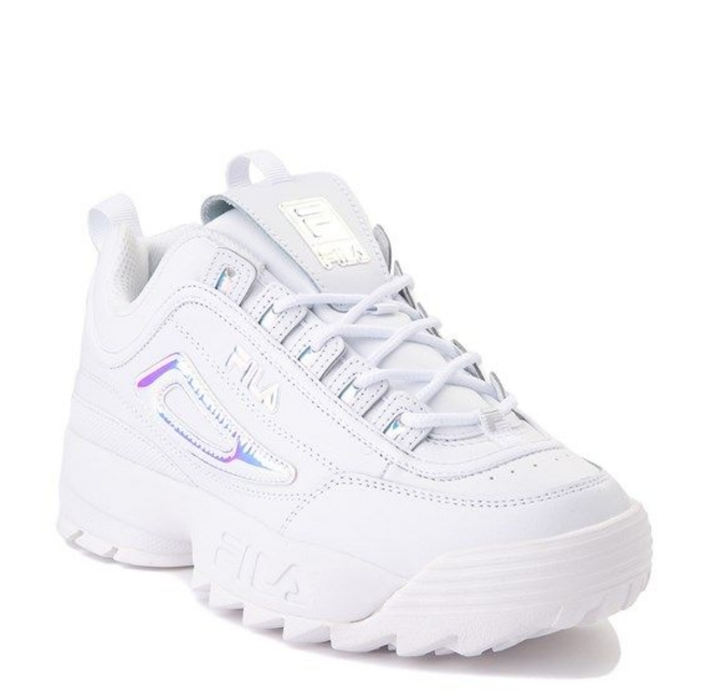 Fila Disruptor II White Iridescent Chrome Accent, Size 7.5
